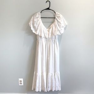 White ruffle sleeve prairie dress